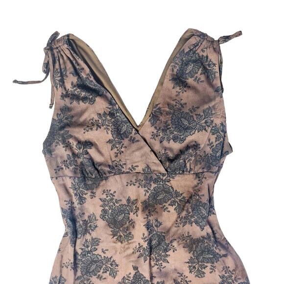 Vintage Fairycore Y2k Earthy Fairy Grunge Midi Asymmetrical Slip Dress Floral - Picture 3 of 7